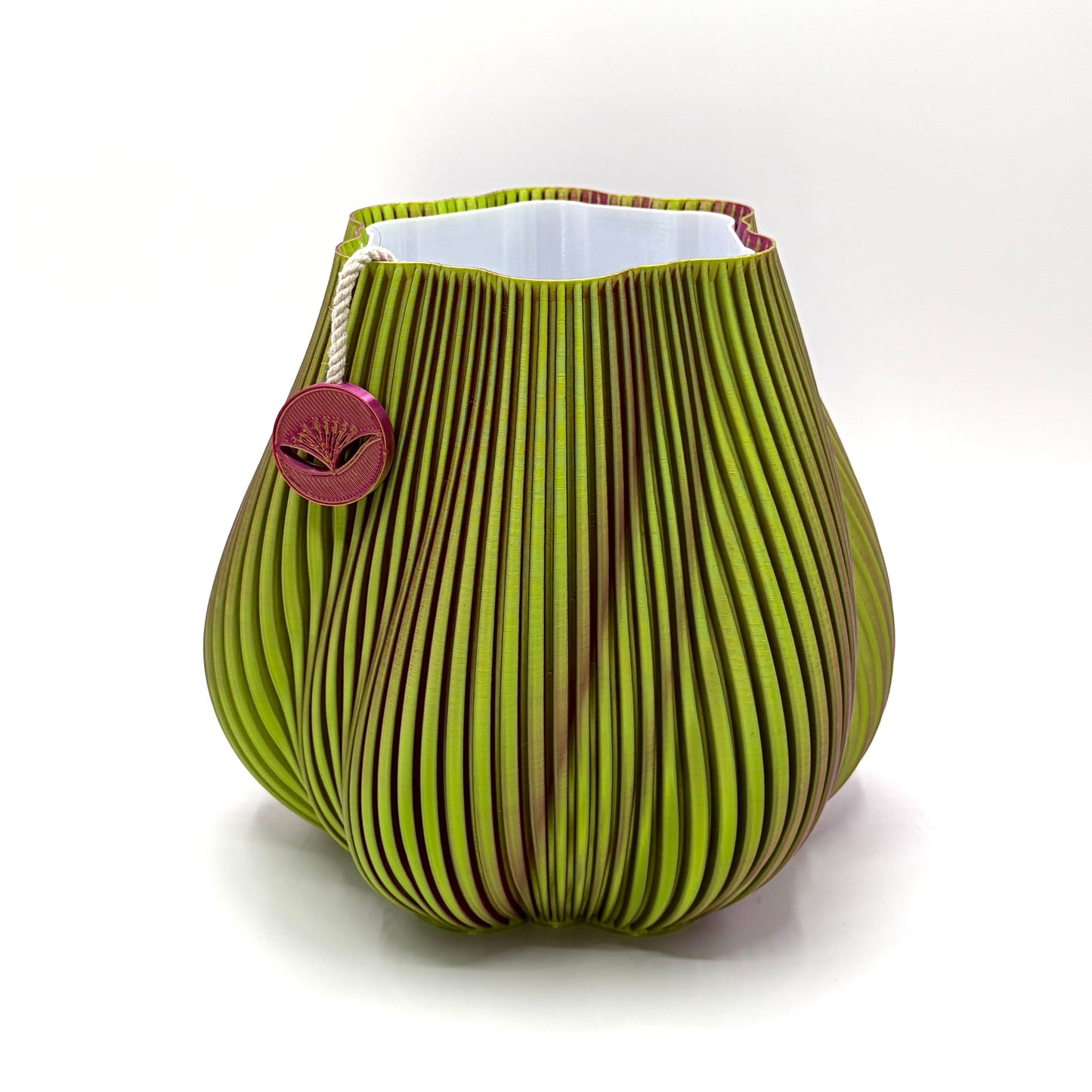 Wake Self-watering Vase Pink & Green Large