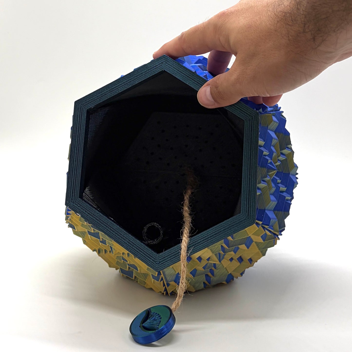 Noa Self-watering Vase Blue & Gold Large