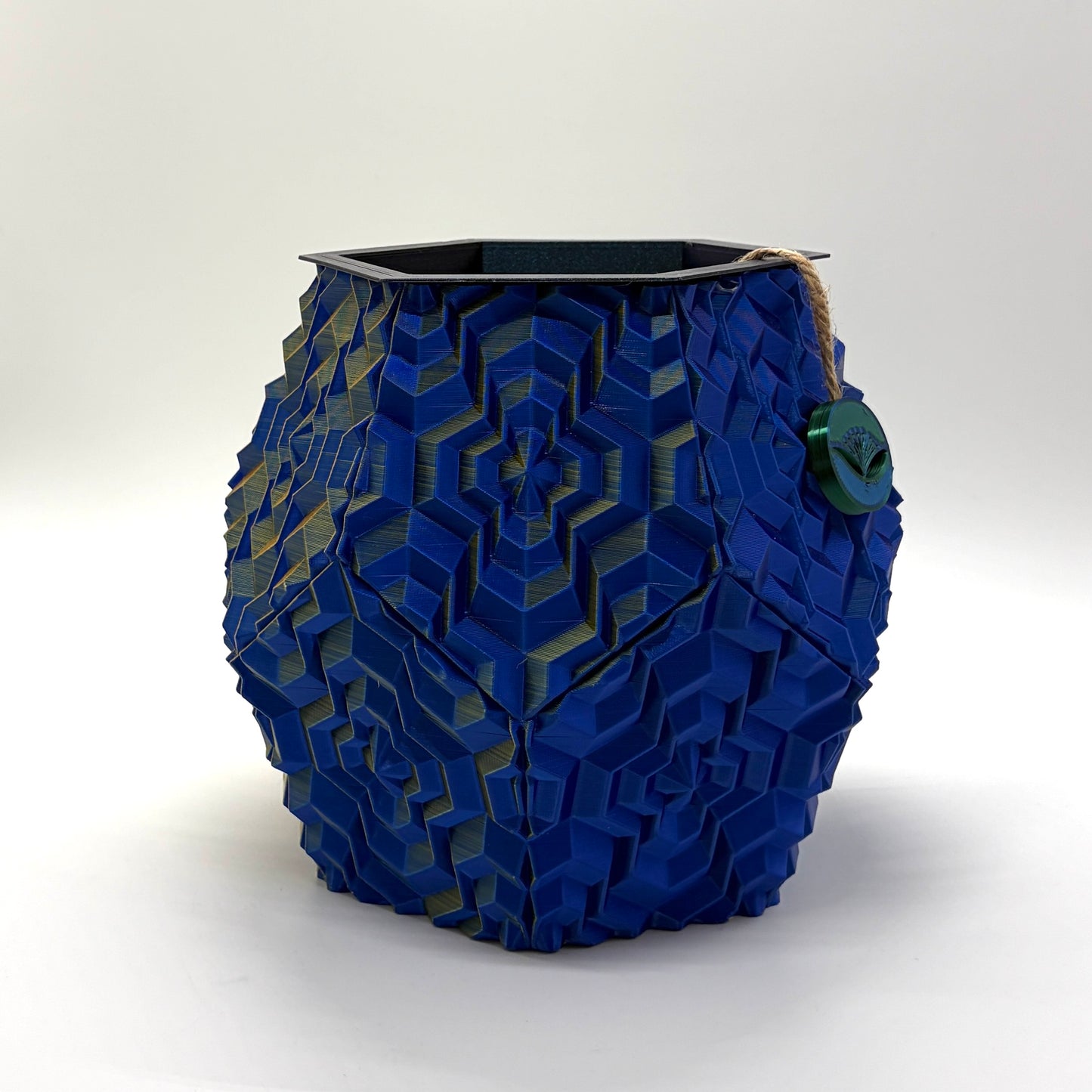 Noa Self-watering Vase Blue & Gold Large