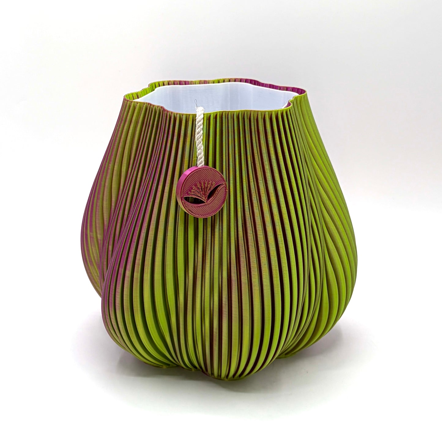 Wake Self-watering Vase Pink & Green Large