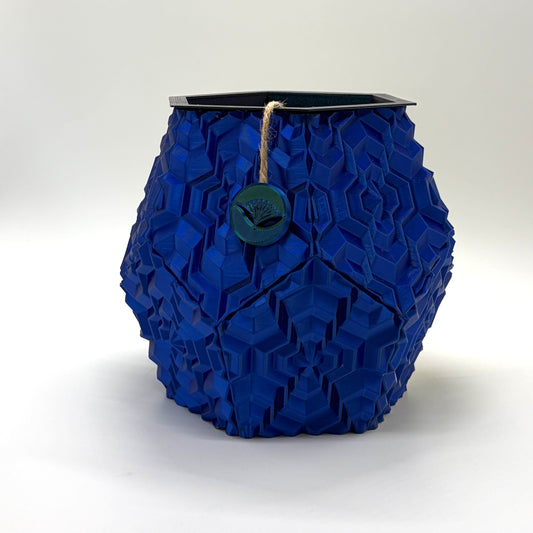 Noa Self-watering Vase Blue & Gold Large