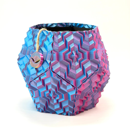 Noa Self-Watering Vase  Blue & Pink Large